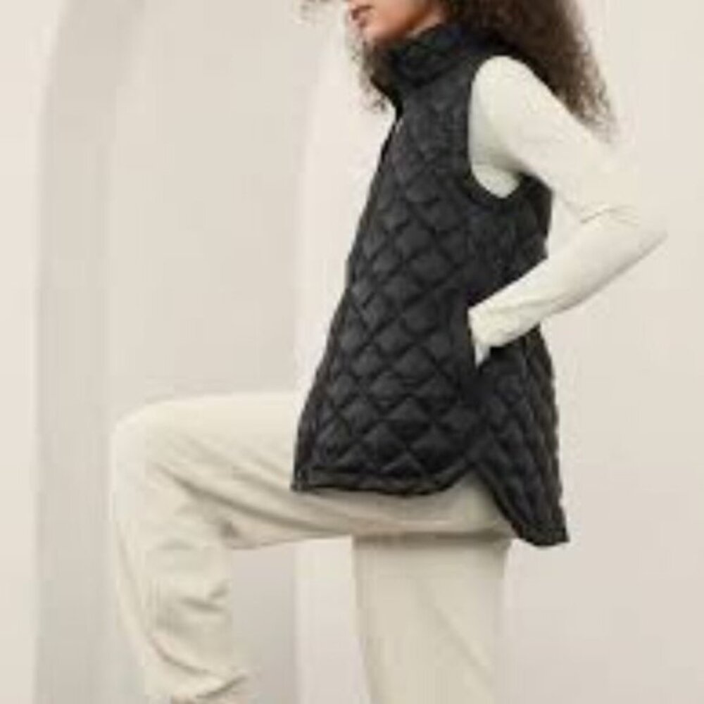 Athleta Whisper Black Featherless Puffer Vest Athleisure Casual Comfy Women's XL
